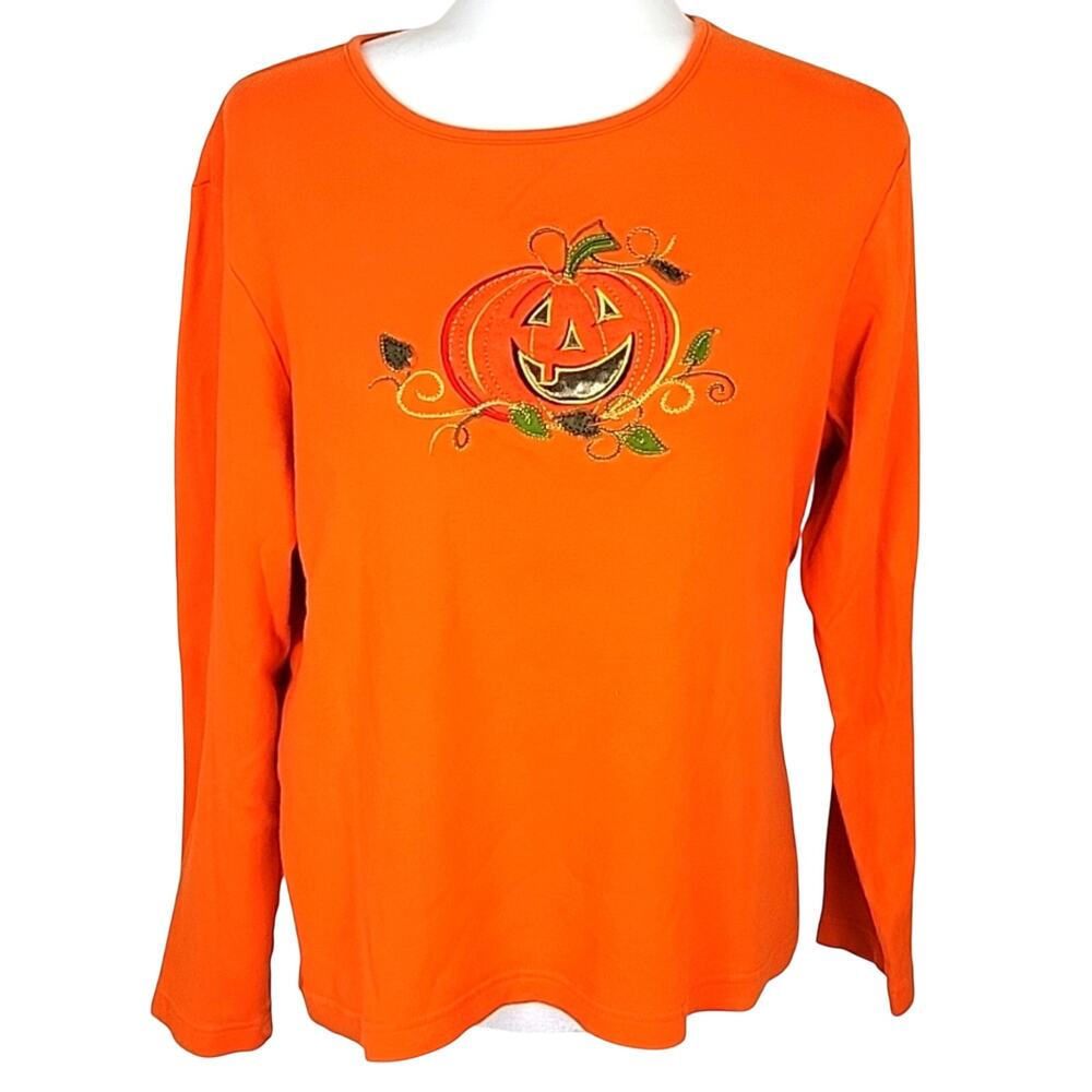 White Stag Women's Top Orange with Pumpkin Cotton Size Large (12-14)